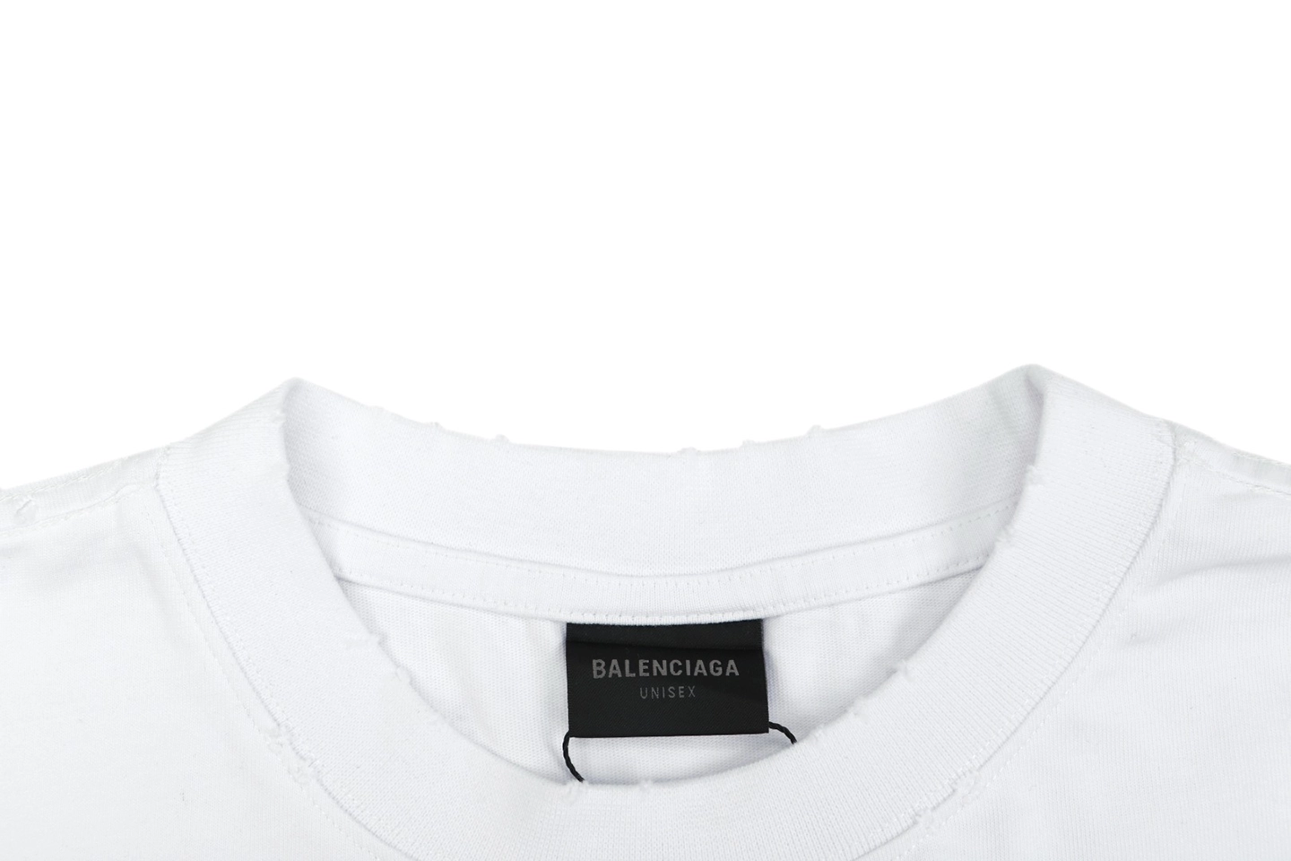Balenciaga Yellow Tape Logo Oversized T-Shirt Collar
