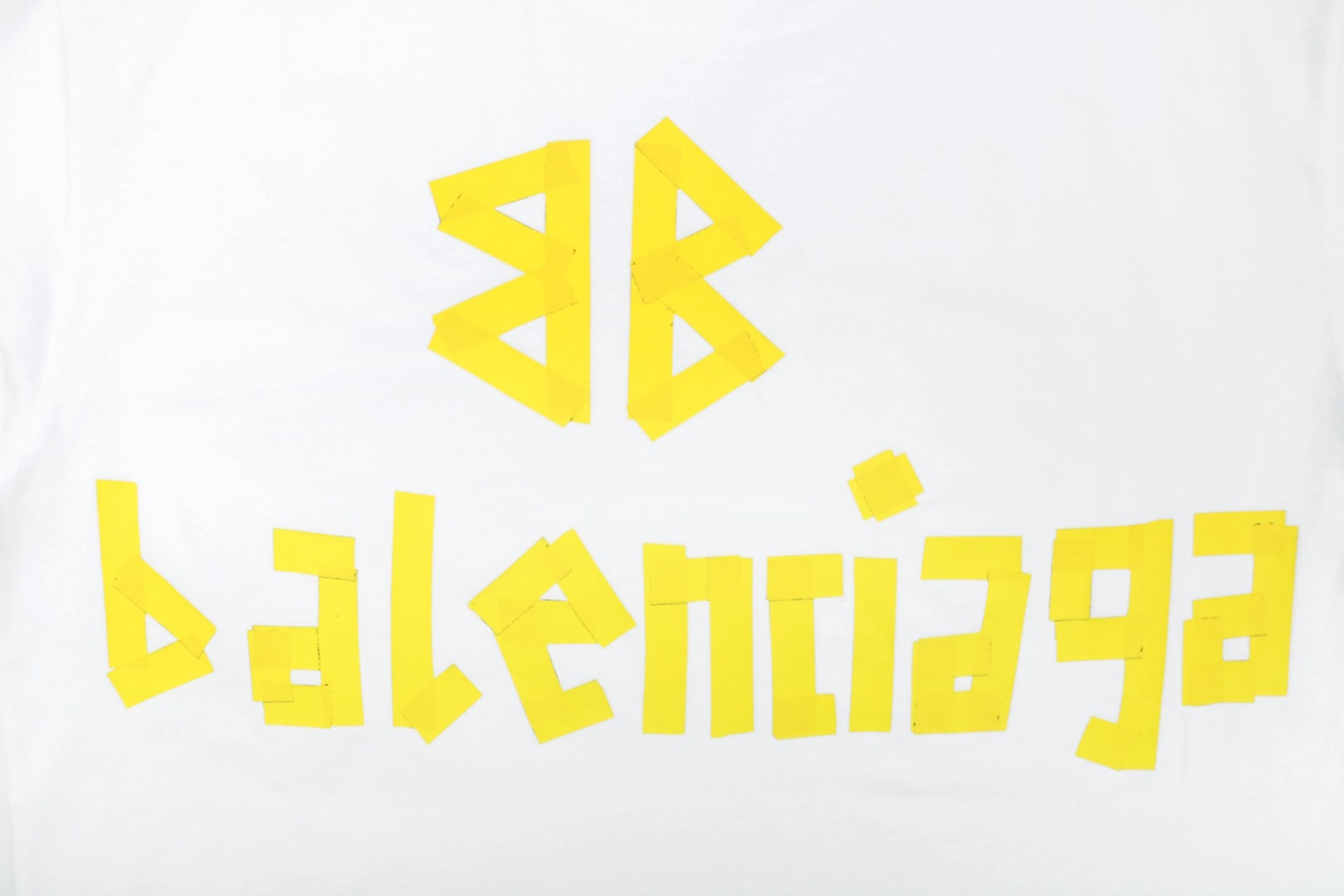 Balenciaga Yellow Tape Logo Oversized T-Shirt Back Brand Print