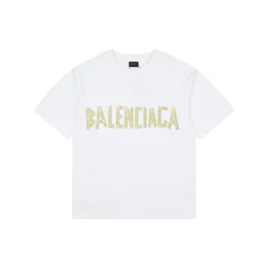 Balenciaga Yellow Tape Logo Oversized T-Shirt Front view