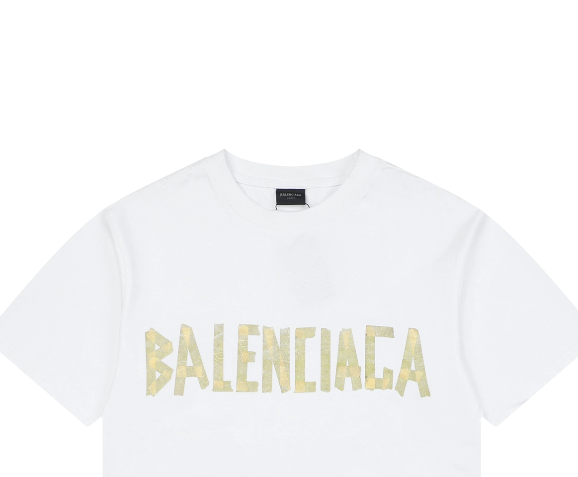 Balenciaga Yellow Tape Logo Oversized T-Shirt
