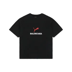 Balenciaga x Puma Logo Print T-Shirt Black Front view