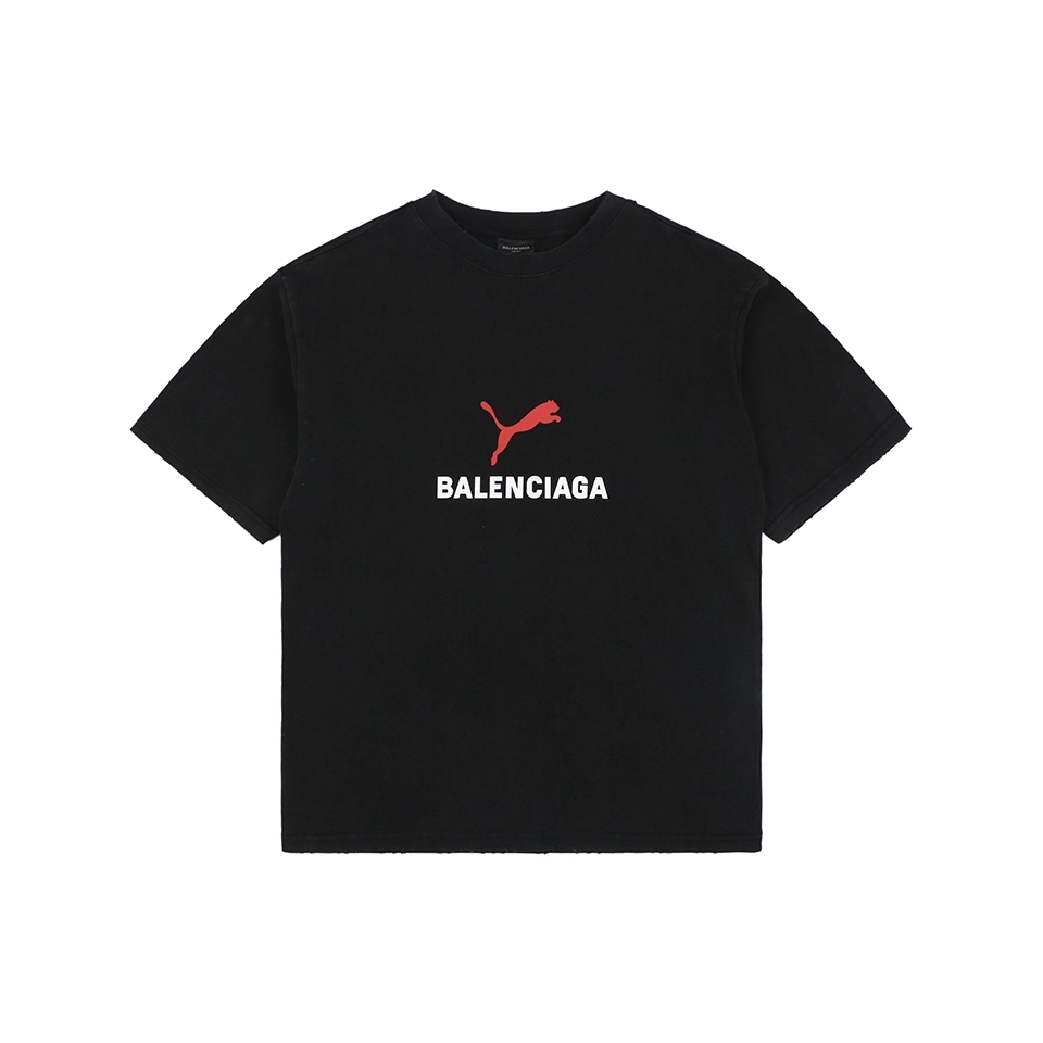 Balenciaga x Puma Logo Print T-Shirt Black Front view