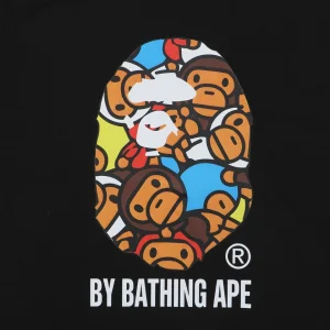 Bape Baby Milo Ape Head Graphic T-Shirt Black Front Print