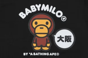Bape Baby Milo Osaka Graphic T-Shirt Black Front Print