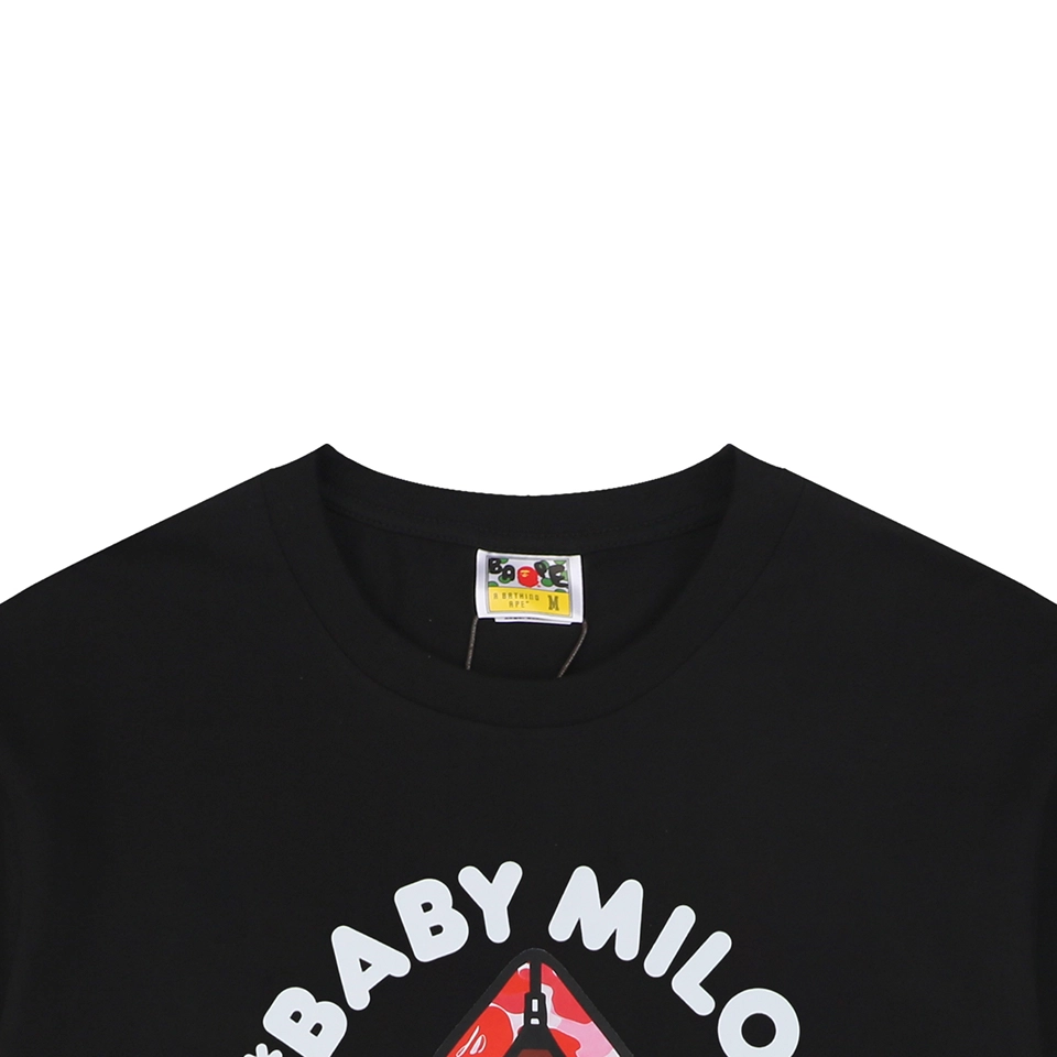 Bape Baby Milo Pink Shark Hoodie Graphic T-Shirt Black