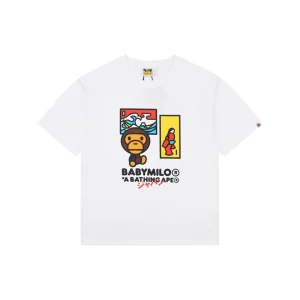 Bape Baby Milo Ukiyo-e Graphic T-Shirt White Front view
