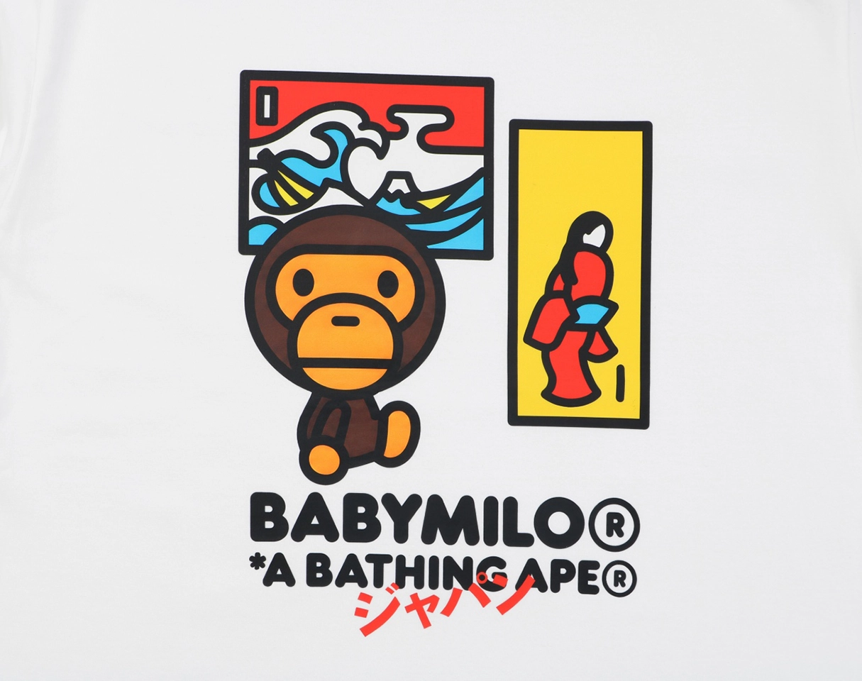 Bape Baby Milo Ukiyo-e Graphic T-Shirt White Front Print