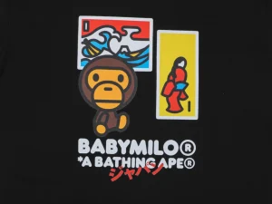 Bape Baby Milo Ukiyo-e Graphic T-Shirt Black Front Print