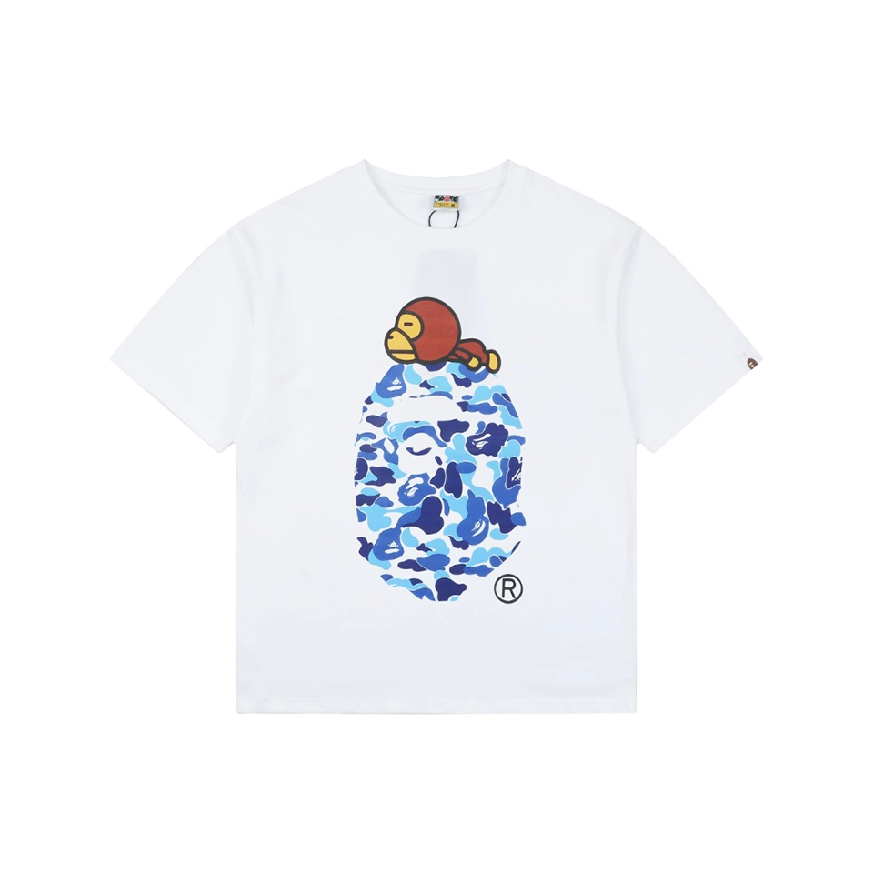 Bape Blue Camo Baby Milo Graphic T-Shirt Front view