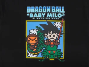 Bape Dragon Ball Baby Milo Graphic T-Shirt Black Front Print