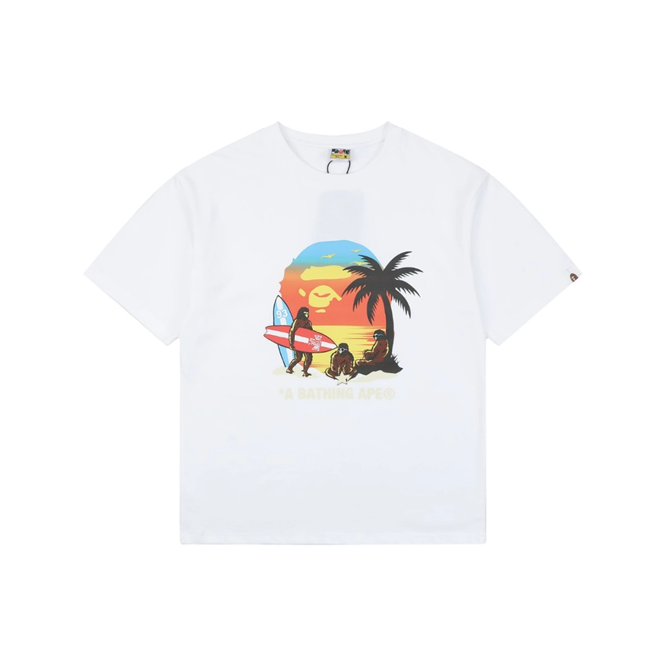 Bape Sunset Ape Head Graphic T-Shirt White Front view