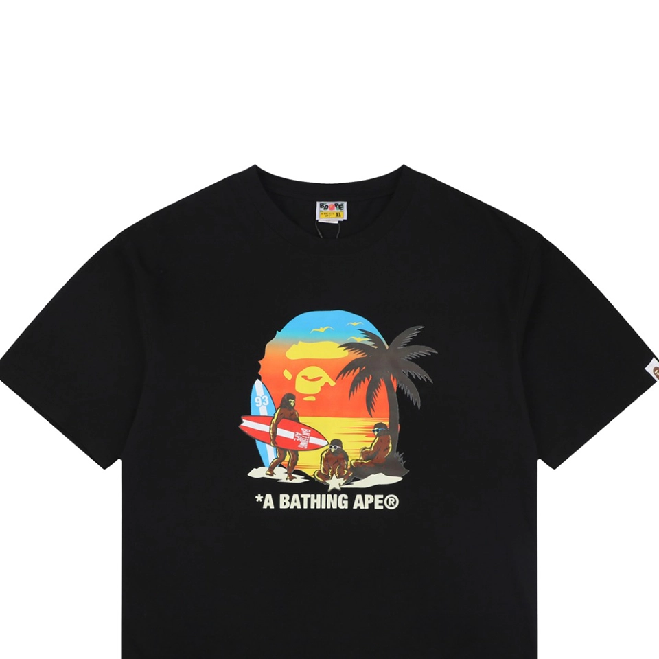 Bape Sunset Ape Head Graphic T-Shirt Black