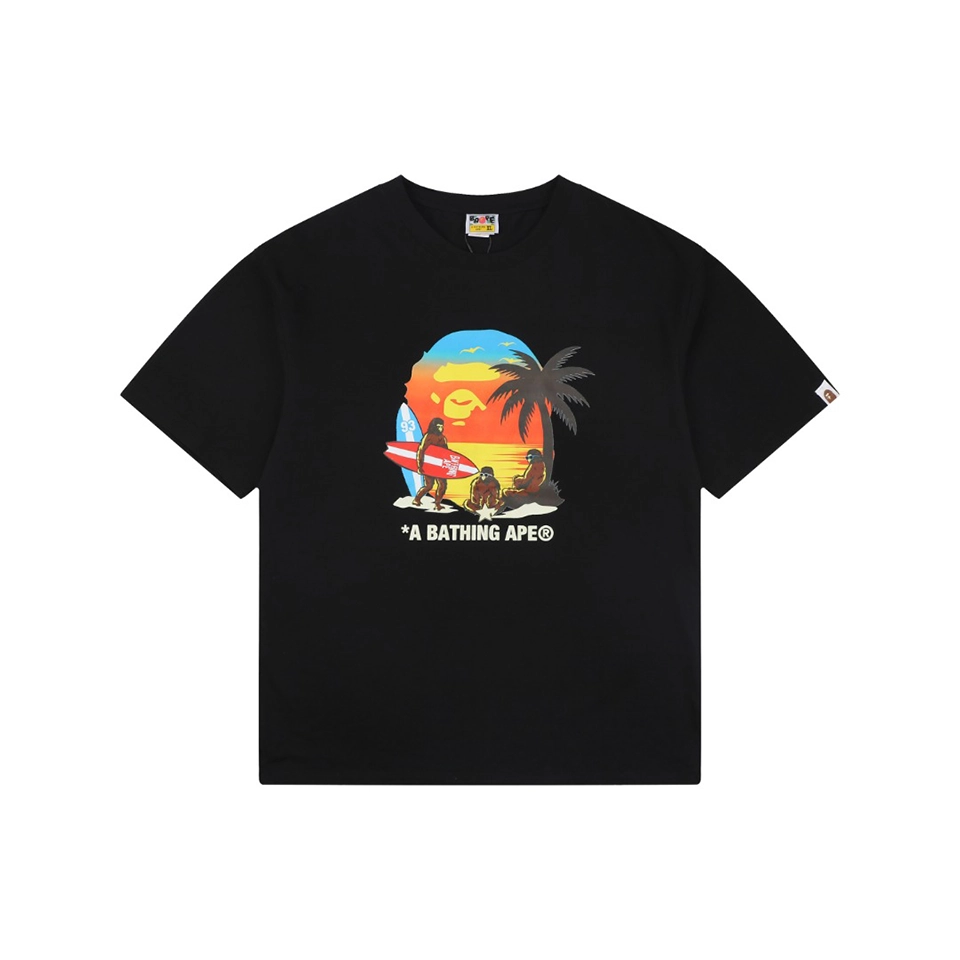 Bape Sunset Ape Head Graphic T-Shirt Black Front view