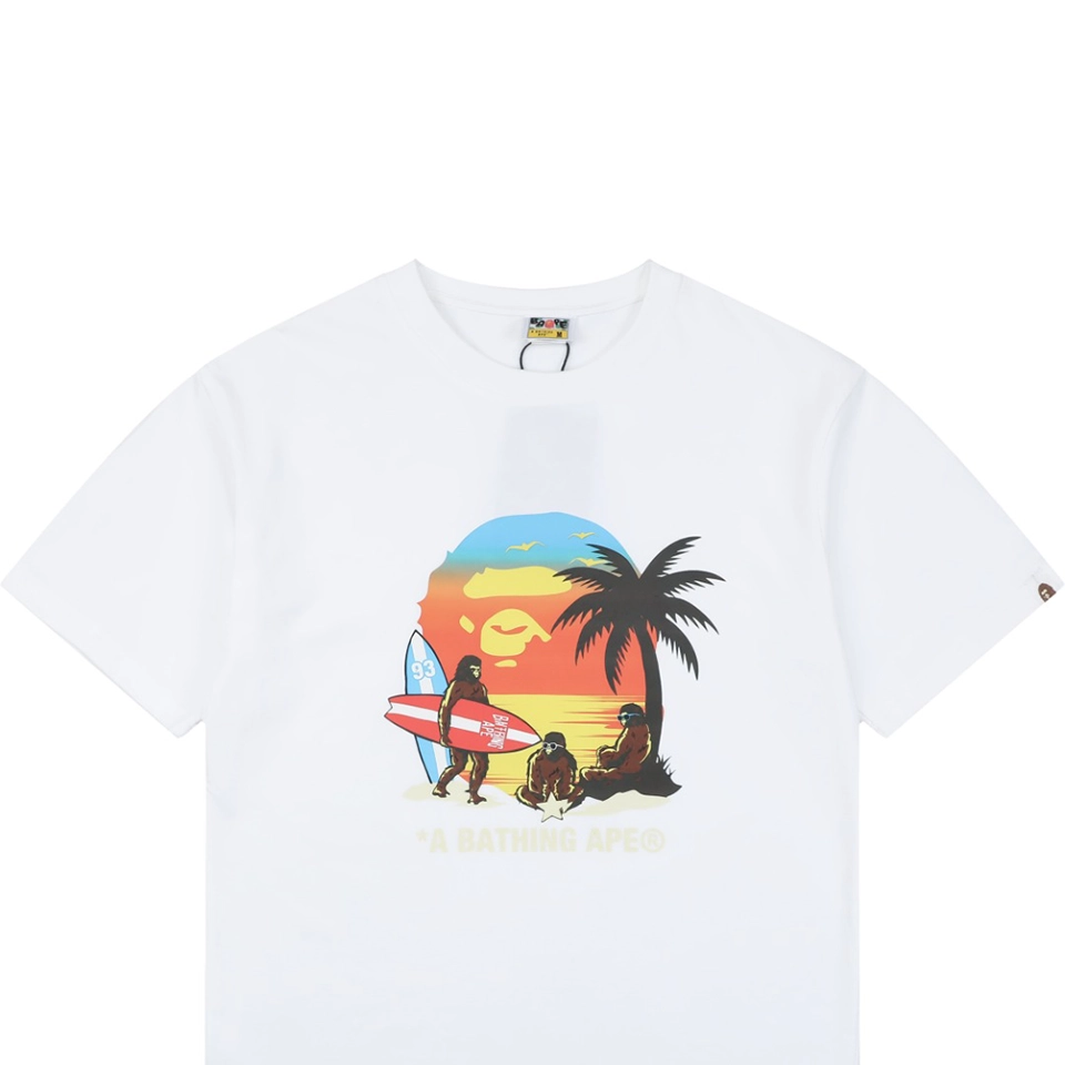 Bape Sunset Ape Head Graphic T-Shirt White