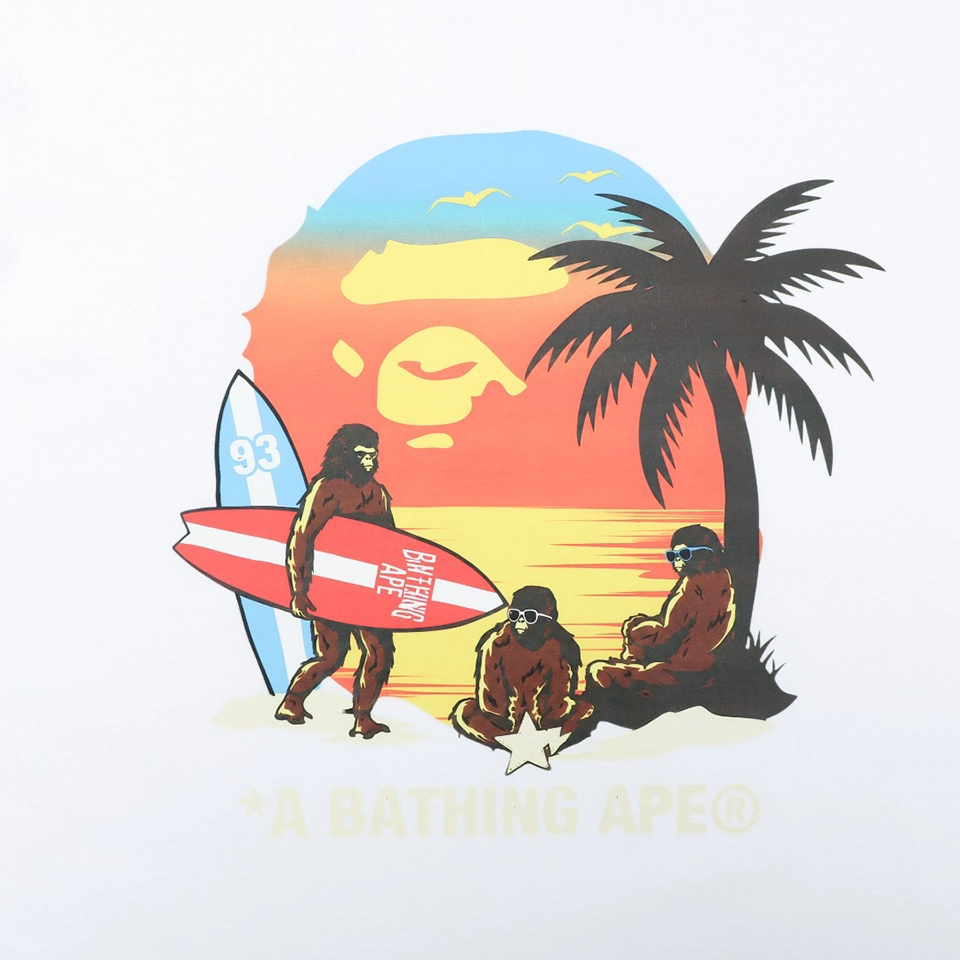 Bape Sunset Ape Head Graphic T-Shirt White Front Print