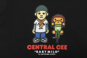 Bape × Central Cee Baby Milo Graphic T-Shirt Black Front Print