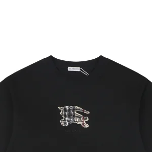 Burberry Check Equestrian Knight Appliqué Embroidered T-Shirt Black