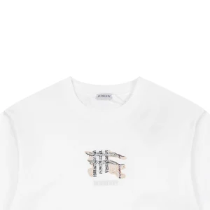 Burberry Check Equestrian Knight Appliqué Embroidered T-Shirt White