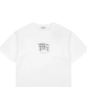 Burberry Check Equestrian Knight Appliqué Embroidered T-Shirt White