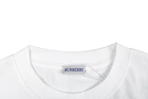 Burberry Check Equestrian Knight Appliqué Embroidered T-Shirt White Collar
