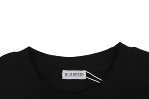Burberry Check Equestrian Knight Appliqué Embroidered T-Shirt Black Collar