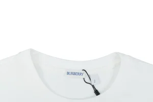 Burberry Check Knight Logo Embroidered T-Shirt White Collar