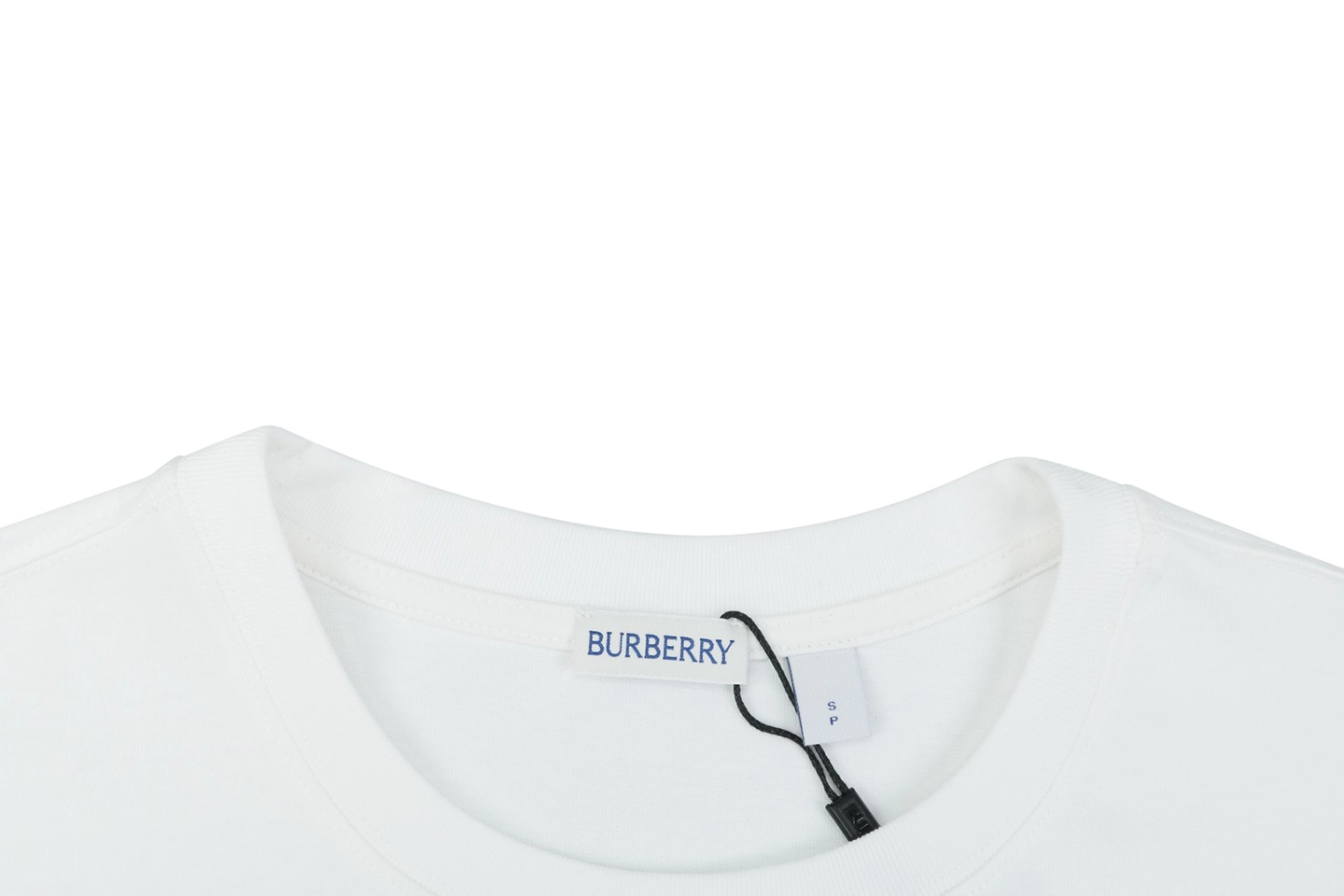 Burberry Check Knight Logo Embroidered T-Shirt White Collar