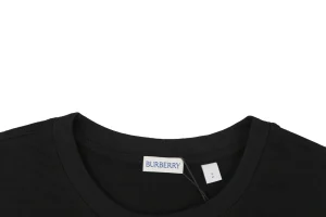Burberry Check Knight Logo Embroidered T-Shirt Black Collar