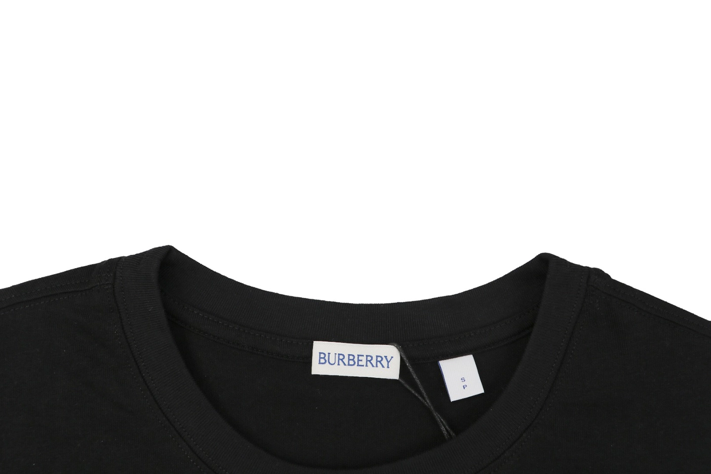 Burberry Check Knight Logo Embroidered T-Shirt Black Collar