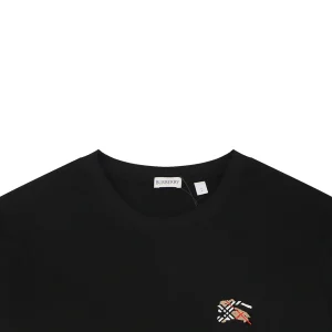 Burberry Check Knight Logo Embroidered T-Shirt Black