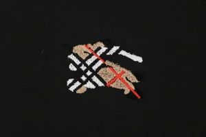 Burberry Check Knight Logo Embroidered T-Shirt Black Brand