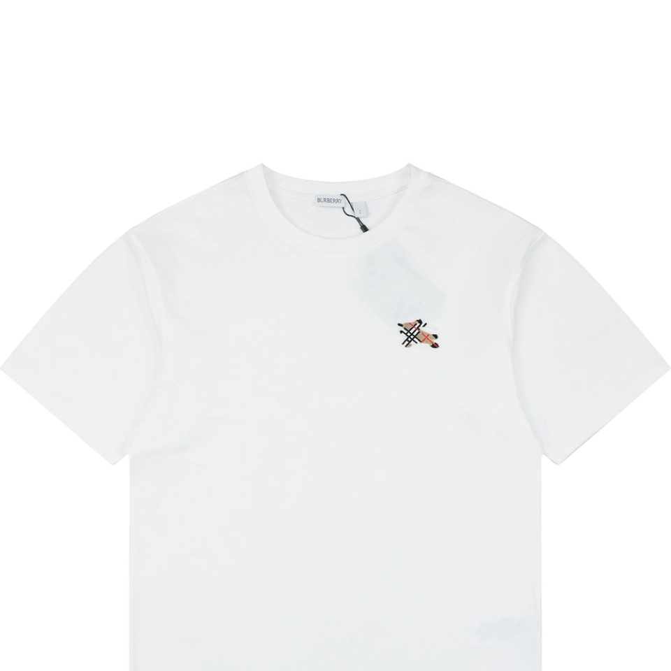 Burberry Check Knight Logo Embroidered T-Shirt White