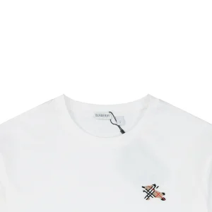Burberry Check Knight Logo Embroidered T-Shirt White