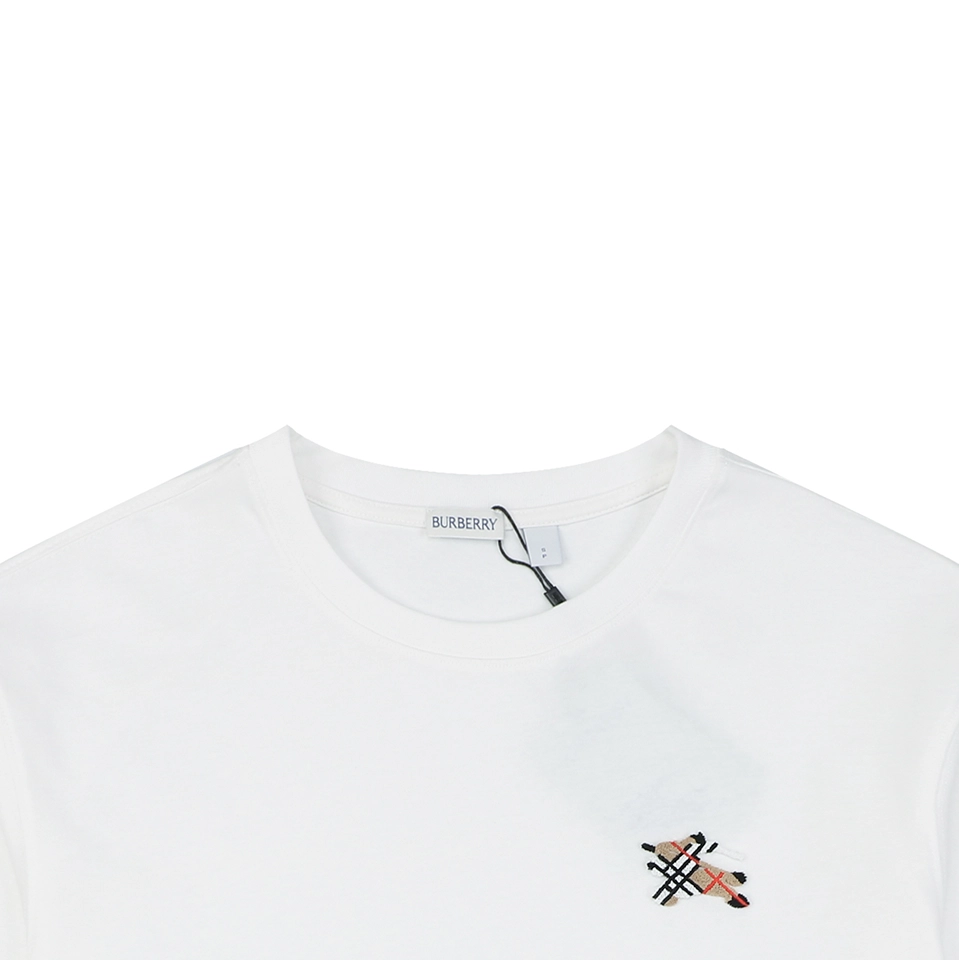Burberry Check Knight Logo Embroidered T-Shirt White