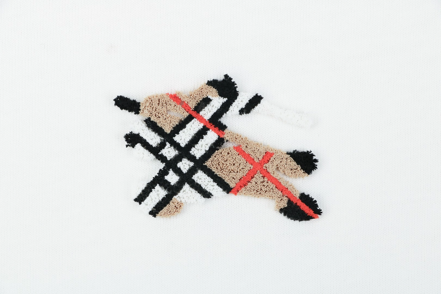 Burberry Check Knight Logo Embroidered T-Shirt White Brand