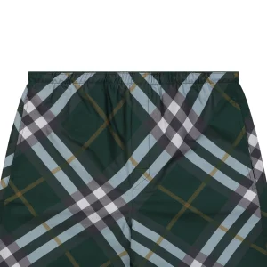 Burberry Diagonal Check Mesh-Lined Nylon Shorts Green