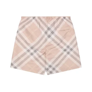 Burberry Diagonal Check Mesh-Lined Nylon Shorts Pink Back view
