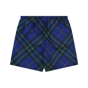 Burberry Diagonal Check Mesh-Lined Nylon Shorts Blue Back view