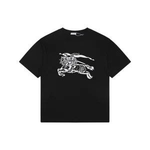 Burberry Equestrian Knight Graphic T-Shirt Black Front view