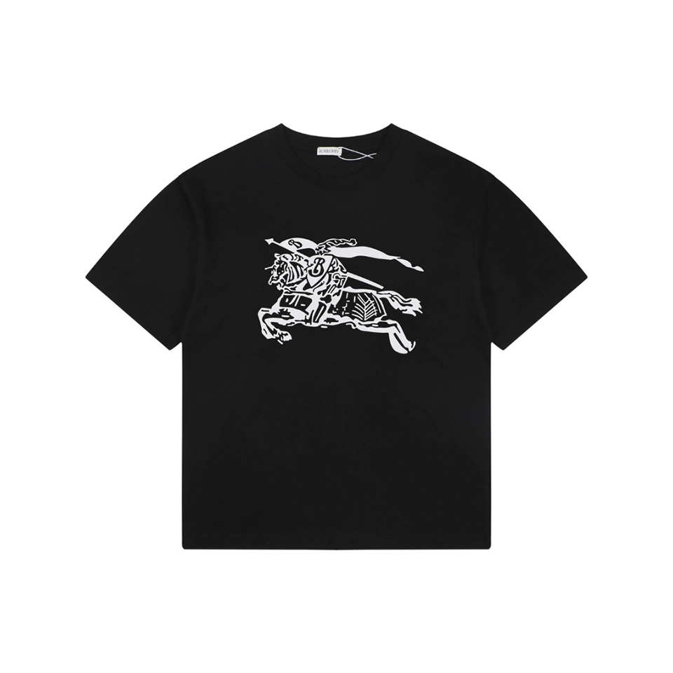 Burberry Equestrian Knight Graphic T-Shirt Black Front view
