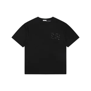 Burberry Equestrian Knight Outline Embroidered T-Shirt Black Front view