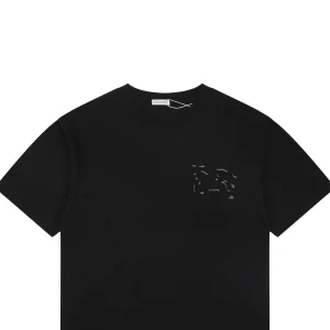 Burberry Equestrian Knight Outline Embroidered T-Shirt Black