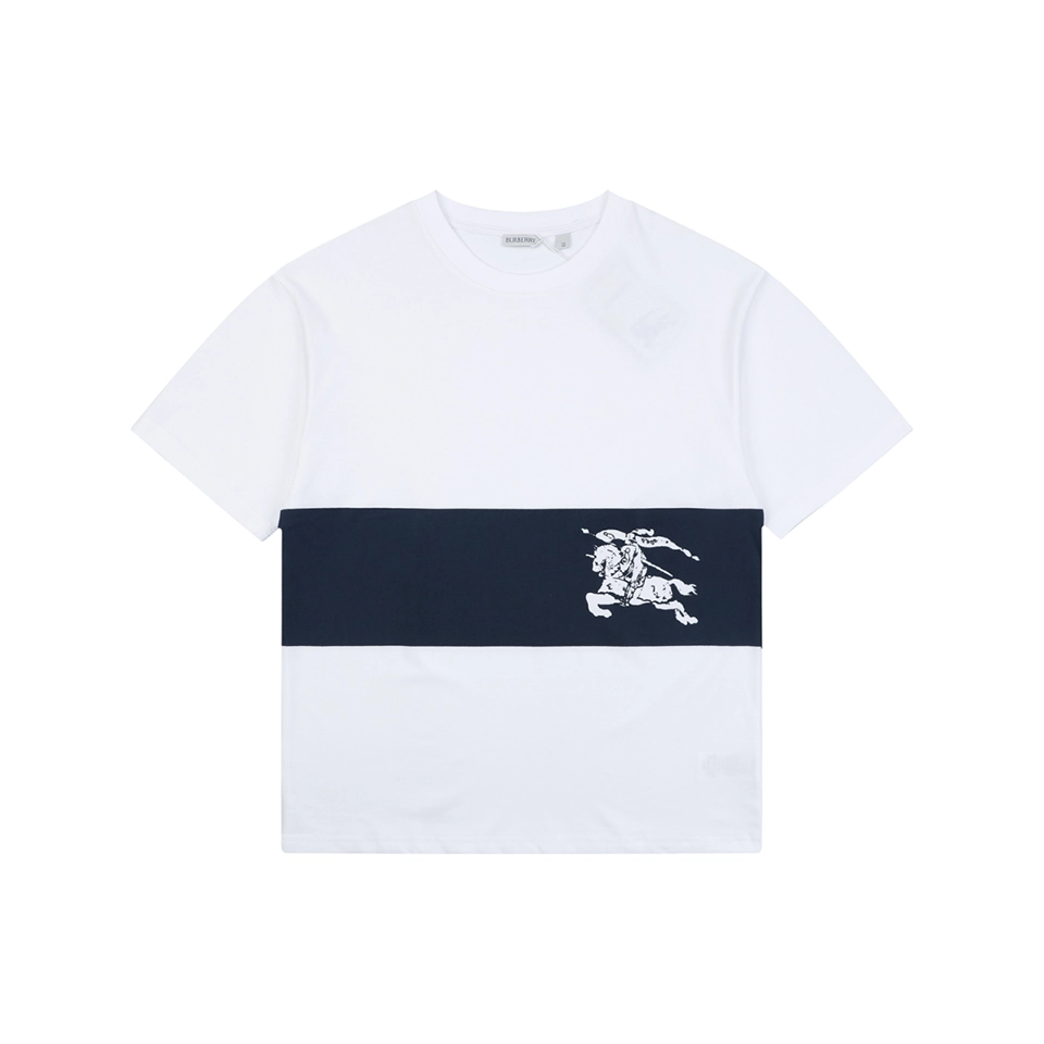 Burberry Equestrian Knight Stripe T-Shirt White Front view