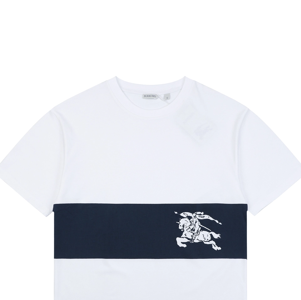 Burberry Equestrian Knight Stripe T-Shirt White