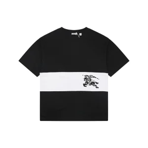 Burberry Equestrian Knight Stripe T-Shirt Black Front view