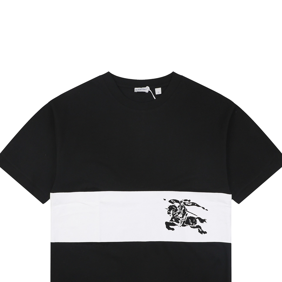Burberry Equestrian Knight Stripe T-Shirt Black