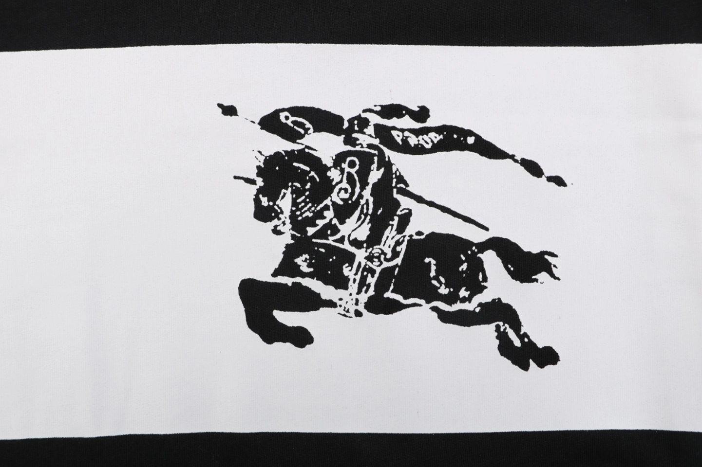 Burberry Equestrian Knight Stripe T-Shirt Black Brand