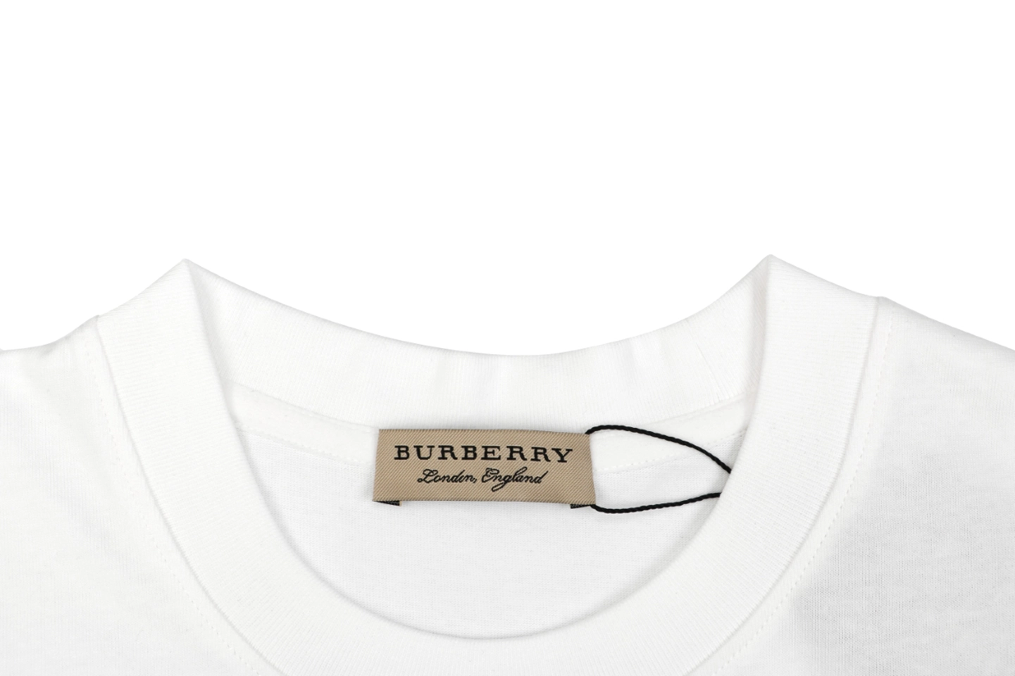 Burberry Flag Logo Print T-Shirt White Collar