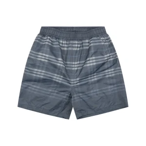 Burberry Gradient Check Pattern Shorts Dark Grey Front view
