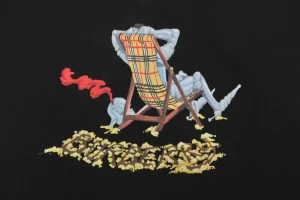 Burberry Knight Check Deck Chair Graphic T-Shirt Black Front Print
